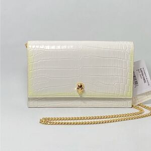 Alexander McQueen Small Skull Croc-Embossed Shoulder Bag